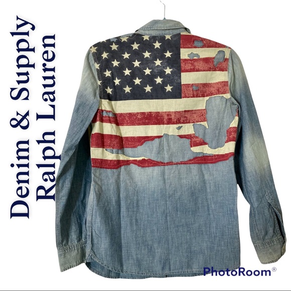 Denim & Supply Ralph Lauren Women Denim Long Sleeve Button-Down Flag Shirt XS. - Picture 4 of 8